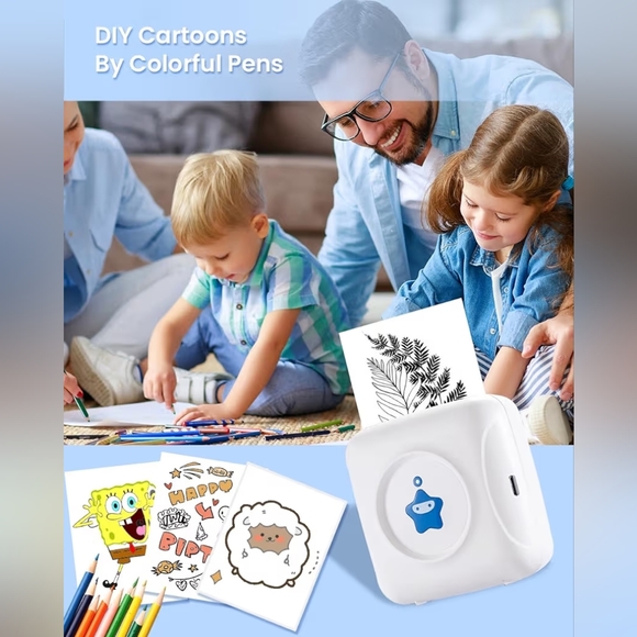 White Mini Portable Printer - Picture 4 of 8